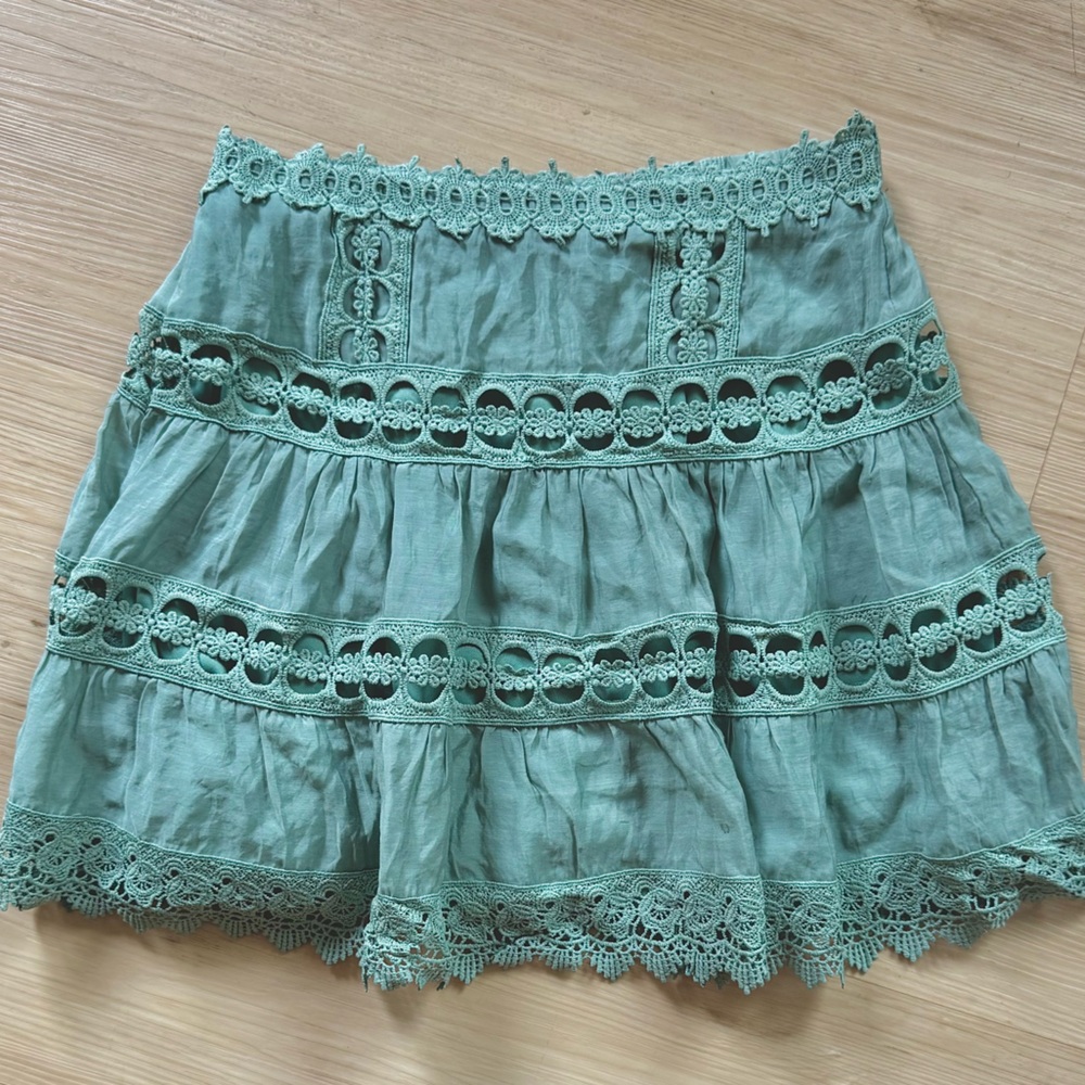 Seafoam Skirt Nordstrom Elan M Green Lace Inset Lined Boho Cottage Coquette